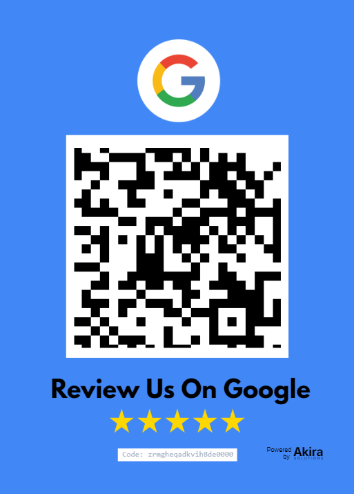 Akira Solutions QR code plaque for Google Reviews